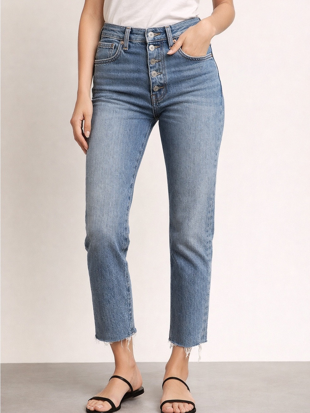 AGOLDE Riley Crop Jeans Size 25 Button Fly EUC